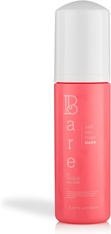 Bare By Vogue Self Tanning Foam For Face & Body - Lightweight, Streak-Free Application - Natural-Looking Tan Enriched With Skin-Nourishing Ingredients - Ideal For All Skin Types, 150Ml (Dark)
