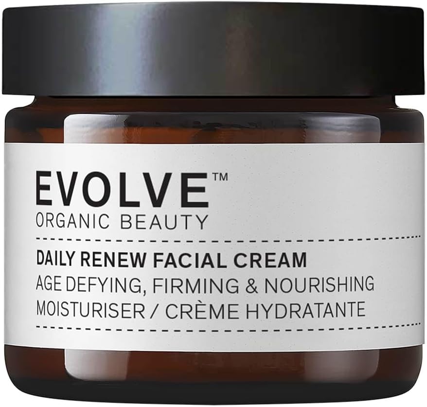 Evolve Organic Beauty - Daily Renew Facial Cream With Anti-Ageing Peptides, Hyaluronic Acid, Vitamin E | Certified Organic Vegan Clean Beauty (2 Oz | 60 Ml) - For Normal To Dry Skin