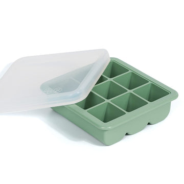 haakaa Baby Food and Breast Milk Freezer Tray, Silicone Freezer Tray with Lid, Baby Food Storage Container, Perfect for Homemade Baby Food, Vegetable & Fruit Purees, 9 x 1.2 oz, Pea Green