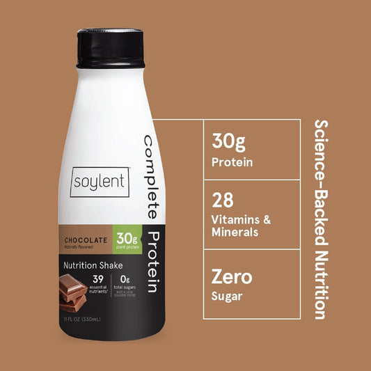 Soylent Complete Protein Chocolate Bundle, Soylent Chocolate High Protein Shake, Ready To Drink Protein Drinks, 11 Oz, 12 Pack + Soylent Complete Protein Powder - Chocolate (1.25Lbs – 10 Servings)