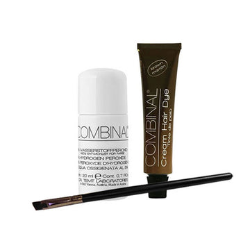 Combinal Cream Hair Dye (Brown) .5 Oz With Brush & 5% Hydrogen Peroxide .7 Oz : Beauty & Personal Care