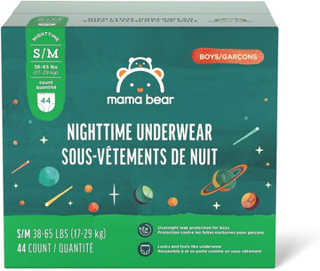 Mama Bear Nighttime Underwear for Boys, Hypoallergenic, Size Small/Medium (44 Count)