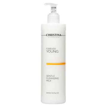 Christina Forever Young Gentle Cleansing Milk With Retinol For Face | Nourishing Formula With Glycolic Acid, Vitamin A, Vitamin E For Aging & Dry Skin | Suitable For Ages 30-45+ | 24-Hour Care 300Ml