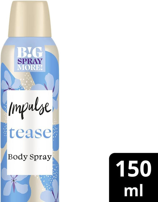 Impulse Tease Body Spray Deodorant 6 X 150 Ml