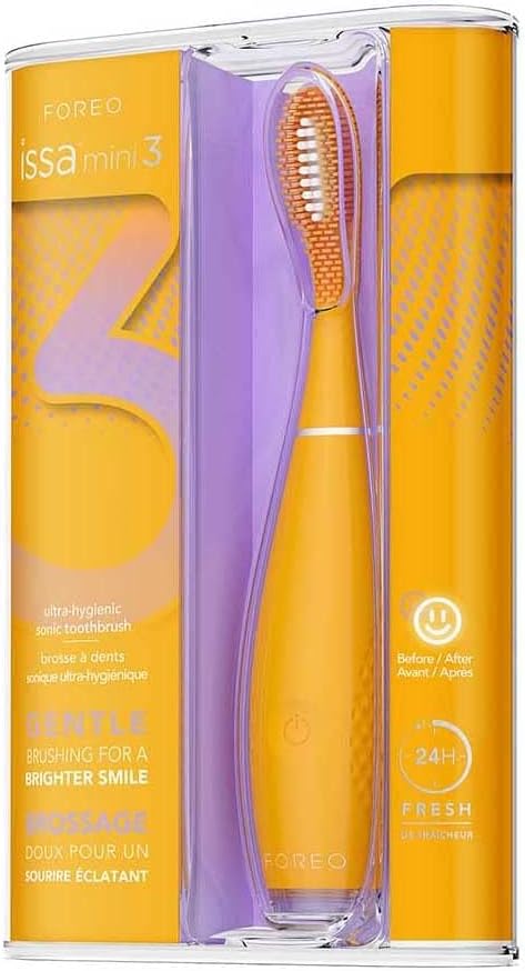 FOREO ISSA mini 3 Mango Tango, Electric 4-in-1 Sonic Toothbrush, Replaceable 6-Months Hybrid Brush Head, Medical-Grade Silicone, Travel-Friendly, 265 Uses/Charge, 2-Year Warranty : Amazon.co.uk: Health & Personal Care