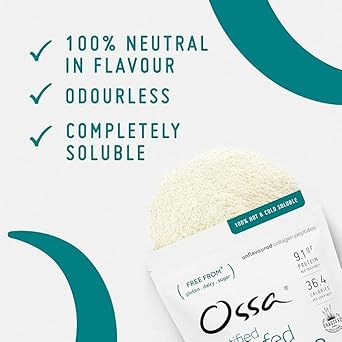 Ossa Certified Grass Fed Collagen Peptides Powder 400g – All Natural Protein & Collagen Supplement with Essential Amino Acids – Keto & Paleo Friendly – Supports Hair, Skin, Joints & Muscles : Amazon.co.uk: Health & Personal Care