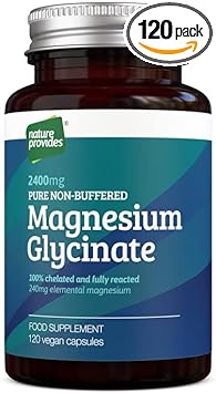 Magnesium Glycinate TRAACS (Bisglycinate) 2,400mg, 120 Vegan Capsules, 100% Pure, Non-buffered, Chelated and Highly Bioavailable. Made in The UK. No fillers or Flow Agents