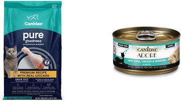 Canidae Premium Dry Cat Food And Wet Cat Food Bundle, Chicken Recipe- 5 Pound Bag, Shreds With Tuna, Chicken And Whitefish In Broth- 2.46 Ounce Cans (Pack Of 24), Grain Free