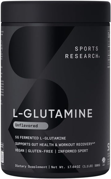 Sports Research L-Glutamine - Workout Recovery, Immune Health & Gut Health Support - 5 G Per Serving - 17.64 Oz