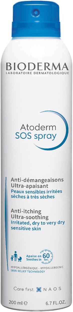 Bioderma Atoderm Sos Spray - Anti-Itching & Ultra Soothing Body Spray Protects & Soothes Very Dry, Irritated & Eczema Prone Skin For Immediate Relief, 200Ml