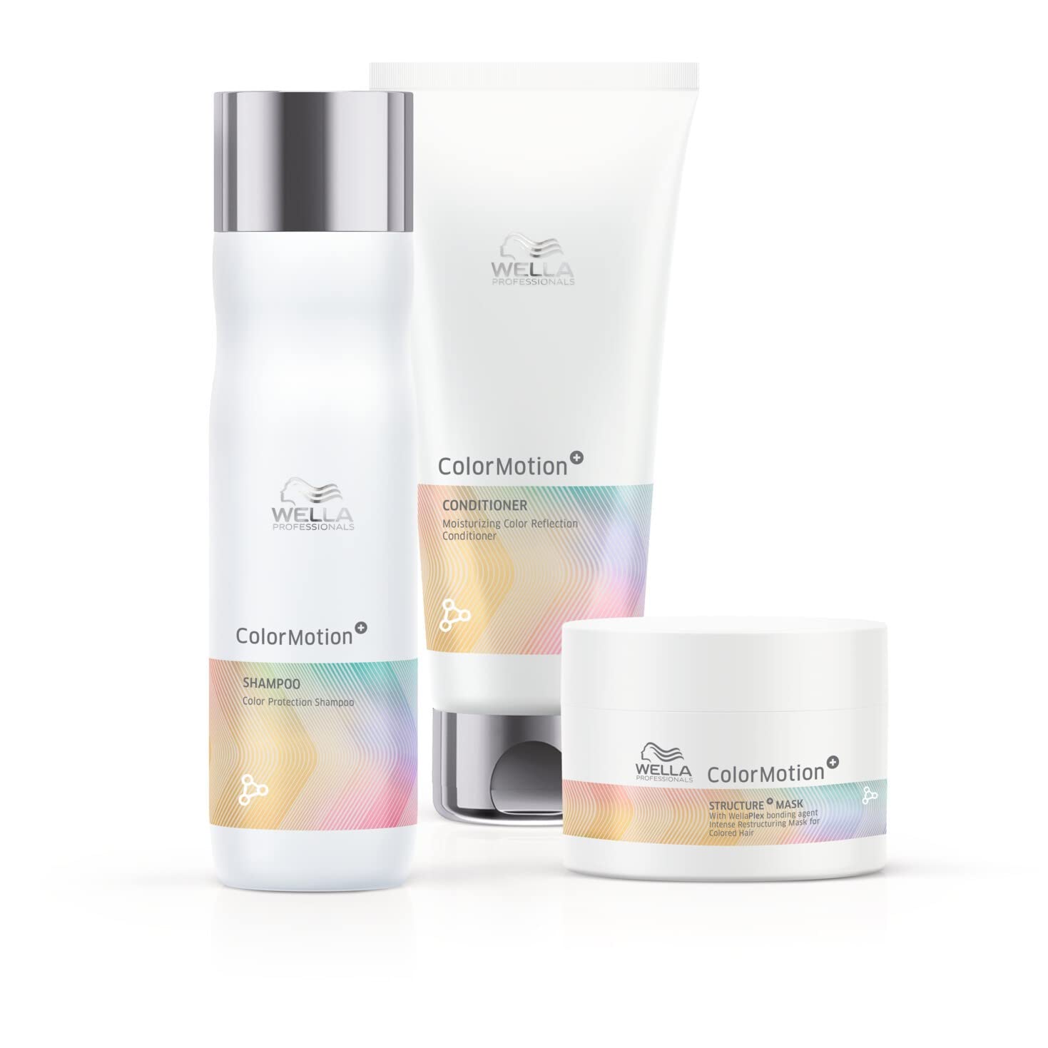 Wella Professionals Colormotion+, Color Protection Shampoo + Conditioner + Structure+ Mask Set, For Colored Hair, Preserves Smoothness & Shine While Strengthening & Moisturizing Hair