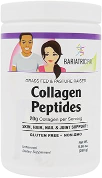 BariatricPal Collagen Peptides Powder (Unflavored, Hydrolyzed Type 1 & 3, Grass Fed) - Skin, Hair, Nail & Joint Support (14 Servings) 9.88 oz