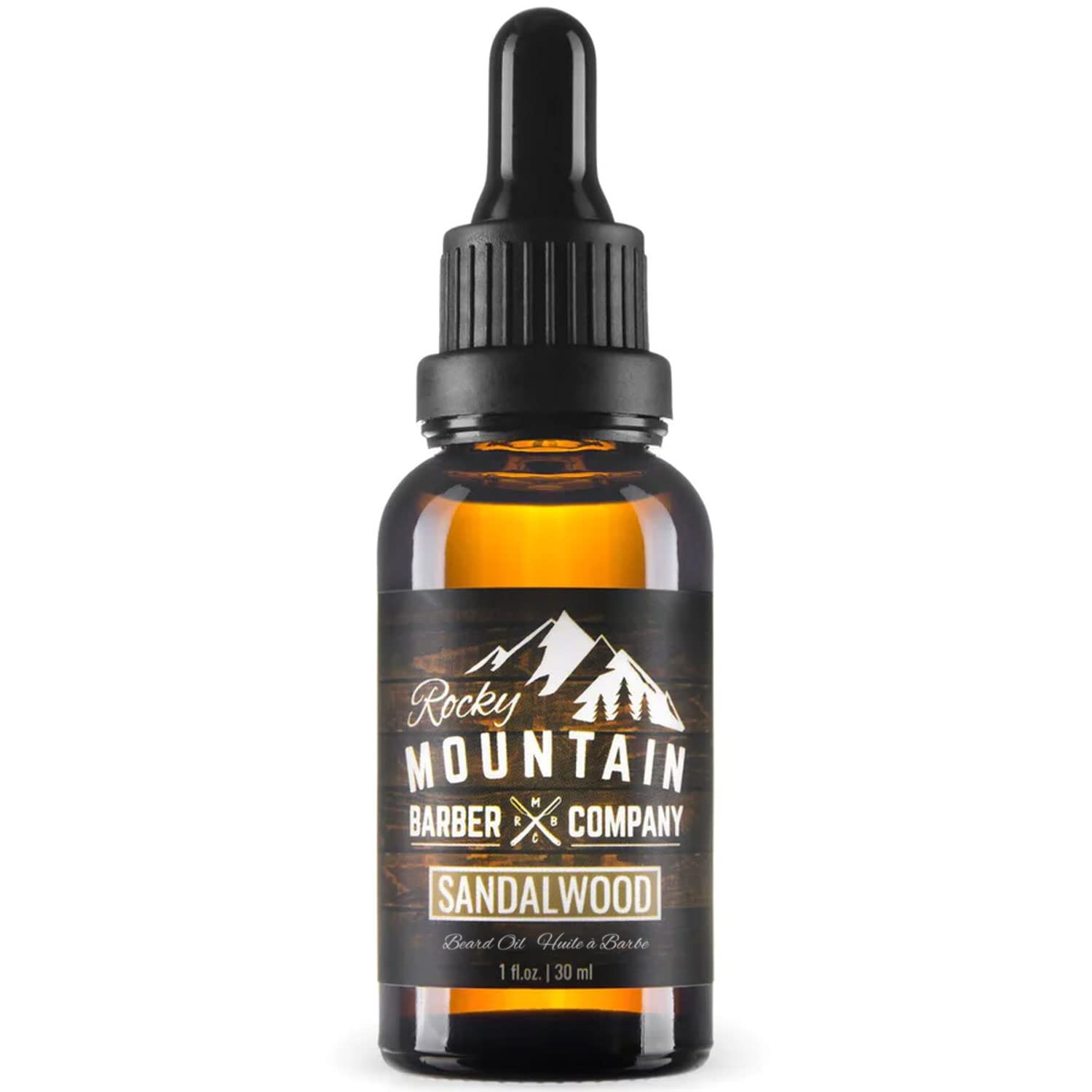 Rocky Mountain Barber Company Men’S Sandalwood Beard Oil Featuring Grapeseed Oil, Coconut Oil, Argan Oil And Real Sandalwood Essential Oil