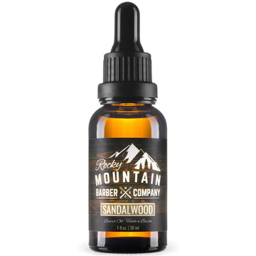 Rocky Mountain Barber Company Men’S Sandalwood Beard Oil Featuring Grapeseed Oil, Coconut Oil, Argan Oil And Real Sandalwood Essential Oil