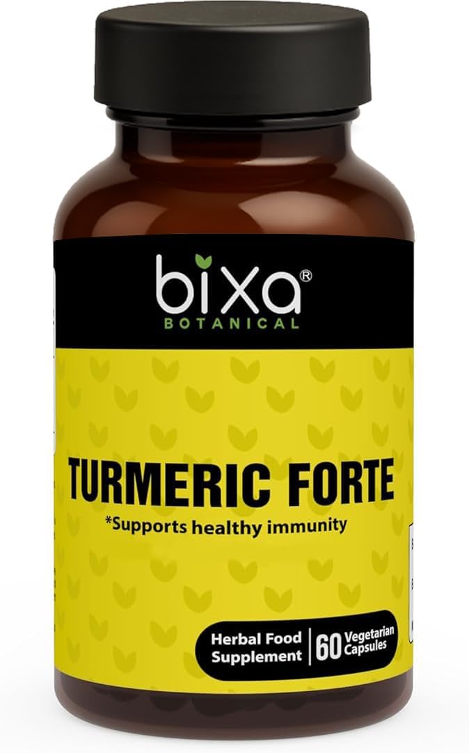 Bixa Botanical Turmeric Forte Capsules | High-Potency Curcumin With Black Pepper | Enhanced Absorption For Joint & Immune Support | 100% Pure Ayurvedic Herbal Supplement | 450Mg, 60 Vegan Capsules