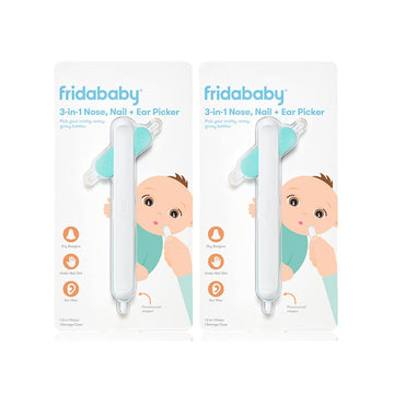 Frida Baby 3-In-1 Nose, Nail + Ear Picker: Baby Ear Cleaner + Baby Nose Cleaner And Nail Tool For Babies + Toddlers, Safely Clean Baby'S Boogers, Ear Wax & More, 2 Count