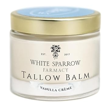 Organic Grass Fed Tallow Balm - (Vanilla Crème) Organic Tallow From Grass Fed Cows & All Organic Ingredients. For Face And Body. (2.0 Oz)…