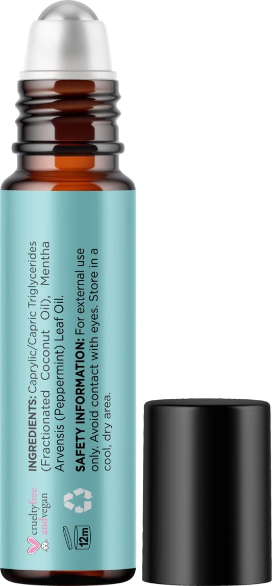 Peppermint Essential Oil Roll On - Pure Peppermint Oil Stick Travel Essentials With Aromatherapy Oil For Headaches - Pre-Diluted Natural Peppermint Oil Roll On For Energy Focus And Concentration