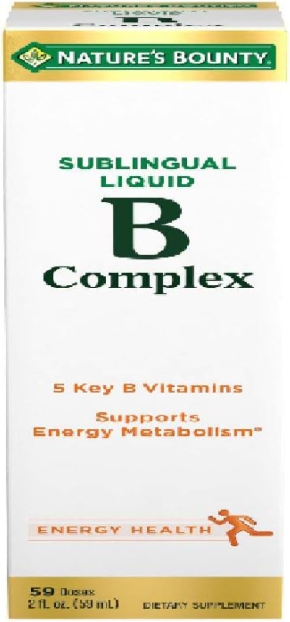 Nature’S Bounty Vitamin B Complex Liquid, B12 Vitamin 5000 Mcg, Nervous System Health & Cellular Energy Support, B Complex Vitamins For Women & Men, Vegetarian, 59 Servings, 2 Fl Oz