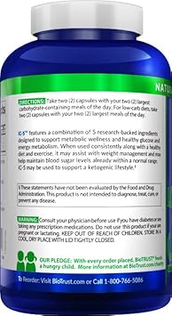 BioTrust IC-5 Keto and Carb Management Supplement, Metabolic Support for Ketosis, Supports Keto, Low Carb and Paleo Lifestyle (60 Servings) : Health & Household