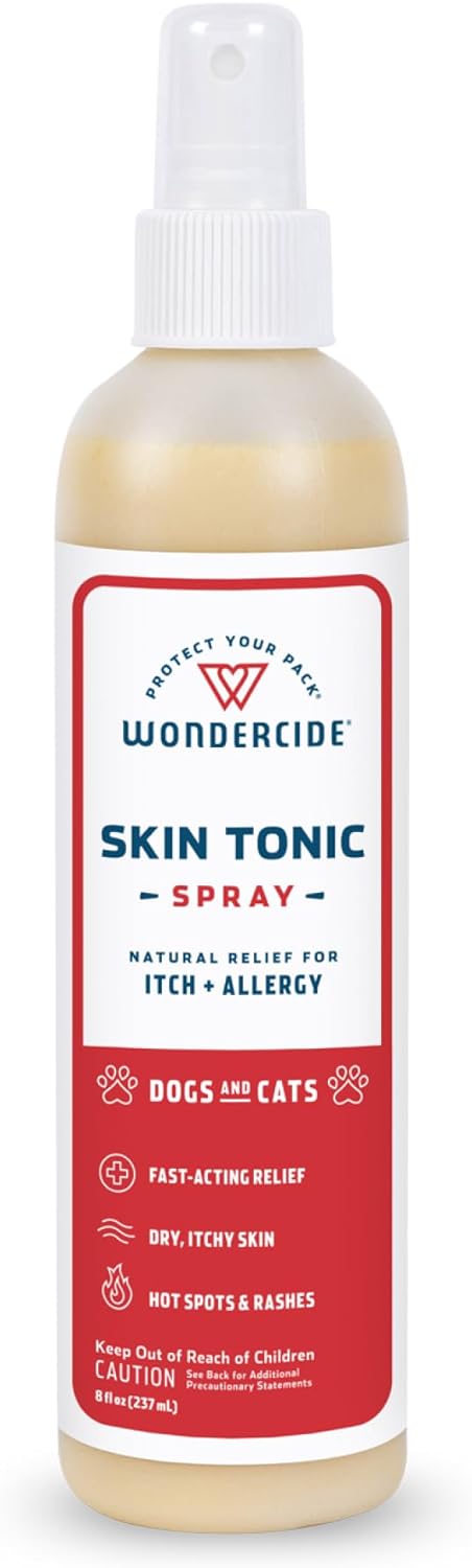 Wondercide - Skin Tonic Hot Spot & Itch Relief Spray for Dogs and Cats with Natural Essential Oils - Soothing First Aid Remedy for Pets - for Dry Itchy Skin, Allergy Rash Relief - 8 oz