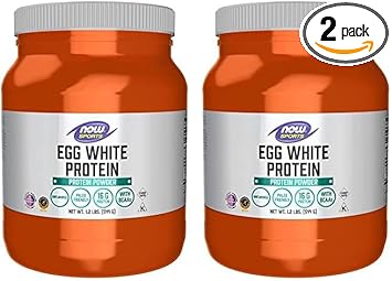 Now Sports Nutrition, Egg White Protein, 16 G With Bcaas, Unflavored Powder, 1.2-Pound (Pack Of 2)