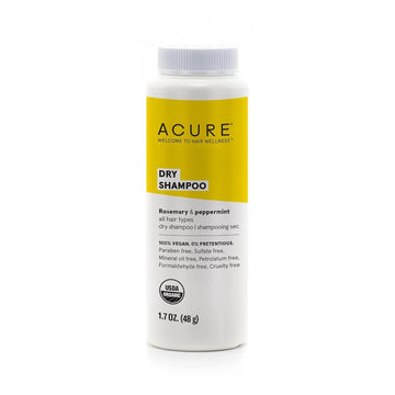 Acure Dry Shampoo - All Hair Types | 100% Vegan | Certified Organic | Rosemary & Peppermint - Absorbs Oil & Removes Impurities Without Water | 1.7 Oz