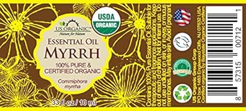 US Organic 100% Genuine Myrrh Essential Oil - Sourced from The Horn of Africa, USDA Certified Organic, Extracted by Hydro-Distillation (Myrrh, 10 ml)