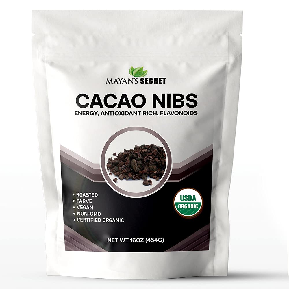 Mayans Secret = 1Lbs Usda Certified Cacao Nibs Organic Cocoa Nibs Raw Organic Superfood, Gluten Free Pure Delicious Chocolate Essence