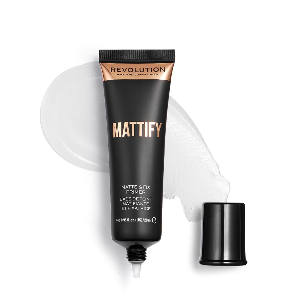 Makeup Revolution Mattify Matte And Fix Face Primer, Lightweight & Translucent Formula, For A Smooth Complexion, Vegan & Cruelty-Free, 0.94 Fl Oz