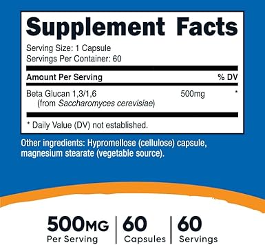 Nutricost Beta Glucan 500Mg 1,3/1,6 D-Glucan, 60 Vegetarian Capsules - Gluten Free, Non-Gmo