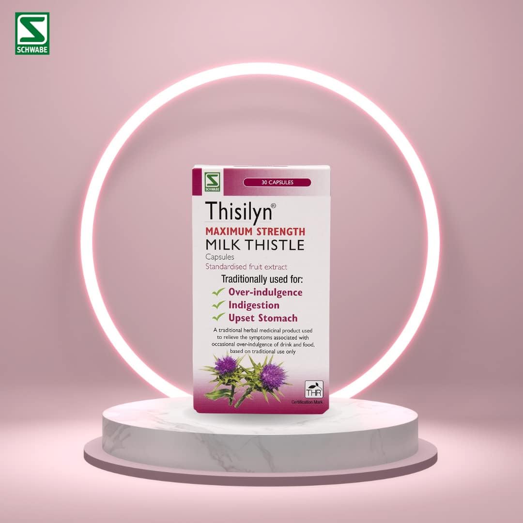 Schwabe High Strength Milk Thistle - Thisilyn Maximum Strength - Traditionally Used for Relief of Overindulgence, Indigestion, Upset Stomach - Traditional Herbal Medicinal Product - 30 Capsules : Amazon.co.uk: Health & Personal Care