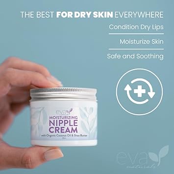 Eva Naturals Safe Nipple Cream for Breastfeeding - Nipple Balm for Dry Cracked Nipples - Lanolin Free Nipple Butter for Breastfeeding Pain with Organic Shea Butter, Coconut Butter & Argan Oil : Beauty & Personal Care