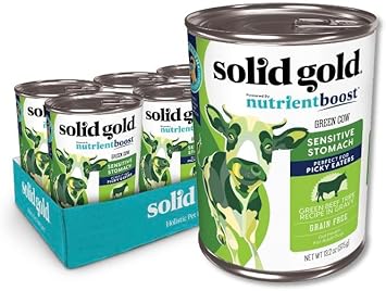 Solid Gold Green Cow Wet Dog Food Mix In For Adult & Senior Dogs For Picky Eaters - Canned Dog Food Additive With Beef Tripe For Healthy Digestion & Sensitive Stomach - 6 Pack/13.2 Oz Cans