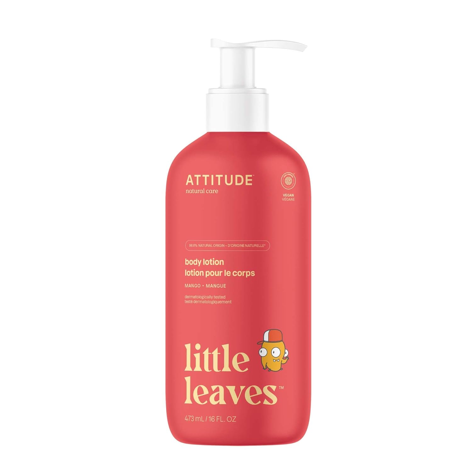 Attitude Body Lotion For Kids, Ewg Verifed Moisturizer, Dermatologically Tested, Plant And Mineral Based Cream, Vegan, Mango, 16 Fl Oz