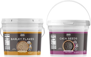 Birch & Meadow Chia Seeds And Barley Flakes Bundle, 1 Gallon Bucket Each, Chewy & Nutty, Granola Bars & Snacks