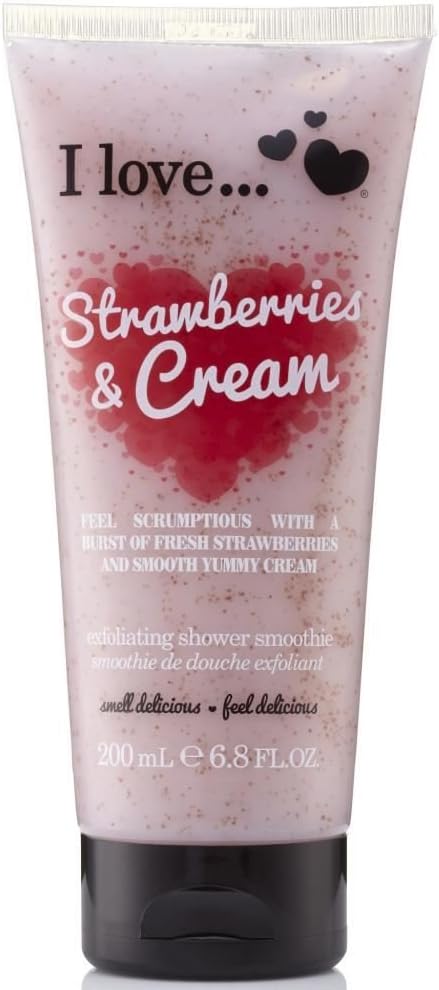 I Love Originals Strawberries & Cream Shower Smoothie, Enriched With Natural Almond Shell to Remove Impurities & Dead Cells, Leaves Skin Feeling Cleansed, Vegan-Friendly - 200ml : Amazon.co.uk: Beauty