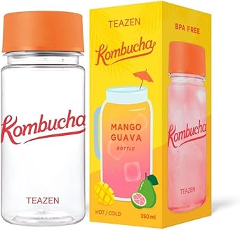 Teazen Kombucha Mango Guava Flavor Variety Pack With Special Eco Bottle (Kombucha Powder 40 Sticks, Eco Bottle 1Ea X 11.8Oz)