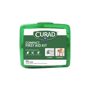 Curad Compact First Aid Kit, Green 75 Items, 1 Each