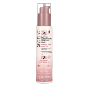 Giovanni 2Chic Leave-In Conditioning Styling Elixir - Anti-Frizz Natural Hair Smoothing Formula With Shea Butter & Sweet Almond Oil, Macadamia, Detangler, Paraben Free, Color Safe Conditioner - 4 Oz