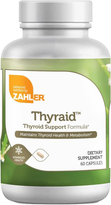 Zahler Thyraide, Thyroid Support Supplement With Iodine And L-Tyrosine, Helps Maintain Thyroid Health & Metabolism, Certified Kosher, 60 Capsules