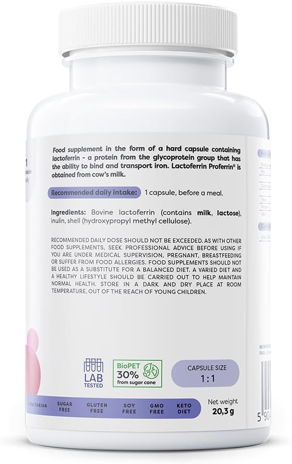 Osavi Lactoferrin 200 mg – 60 Capsules | Supports Iron Transport and Immune Function | Proferrin® Lactoferrin from Cow's Milk for Enhanced Bioavailability : Amazon.co.uk: Health & Personal Care