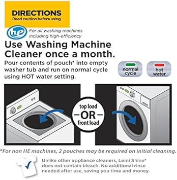 Lemi Shine Washing Machine Cleaner, Restore Performance, Biodegradable Ingredients (1 Count)