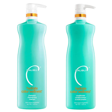 Malibu C Hydrate Color Wellness Duo - Hydrating Shampoo And Conditioner Set For Color-Treated Hair - Extends Color Vibrancy And Longevity - Vegan & Sulfate-Free Hair Care