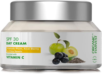 Organic Harvest Spf 30 Daily Day Cream For Women & Girls, Nourishes & Moisturizesthe Skin, Protects Skin From Harmful Uv Rays, Cream For Daily Use, 100% Organic, Paraben & Sulphate Free - 50Gm