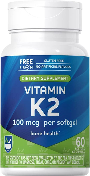 Rite Aid Vitamin K2 Softgels 100mcg, 60 ct, Supports Healthy Bones and Circulatory System