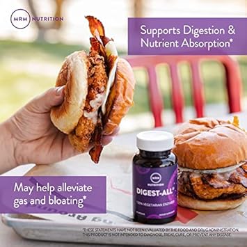 MRM Nutrition Digest-All ® | Digestive Enzymes | Improved Digestion and Absorption | Lactase + Amylase + Lipase| May Help with Bloating and Gas| 100% Vegetarian | Gluten-Free | 50 Servings : Health & Household