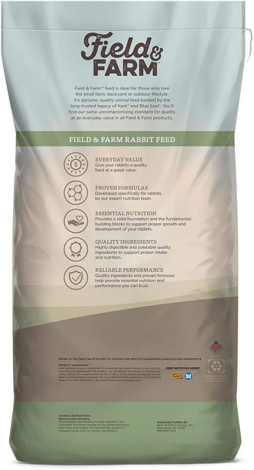 Blue Seal Field & Farm - Rabbit Feed 17 Complete | 50 Pound Bag, Premium Rabbit Food, Using Quality Ingredients, Pellets Provide Complete Daily Nutrition For All Rabbit Types