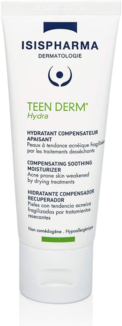 Isispharma Teen Derm Hydra - Face Moisturizer For Acne-Prone Skin- Acne Treatement For Face With Cocoa Butter, Bisabolol - Moisturizes And Soothes - Glass Skin Effect - Made In Made In France