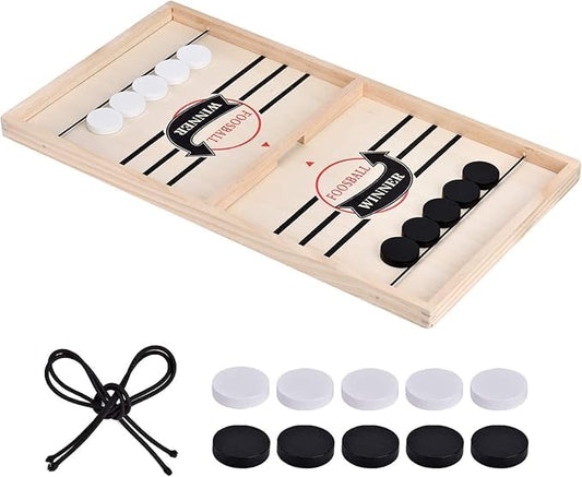 Fast Sling Puck Game – Wooden Table Hockey Battle Game for Kids & Adults, Desktop Sling Shot Winner Board Game